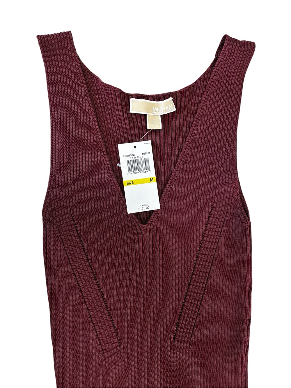 Women’s Michael Kors Sleeveless V-Ribbed Midi Dress - Picture 4 of 8
